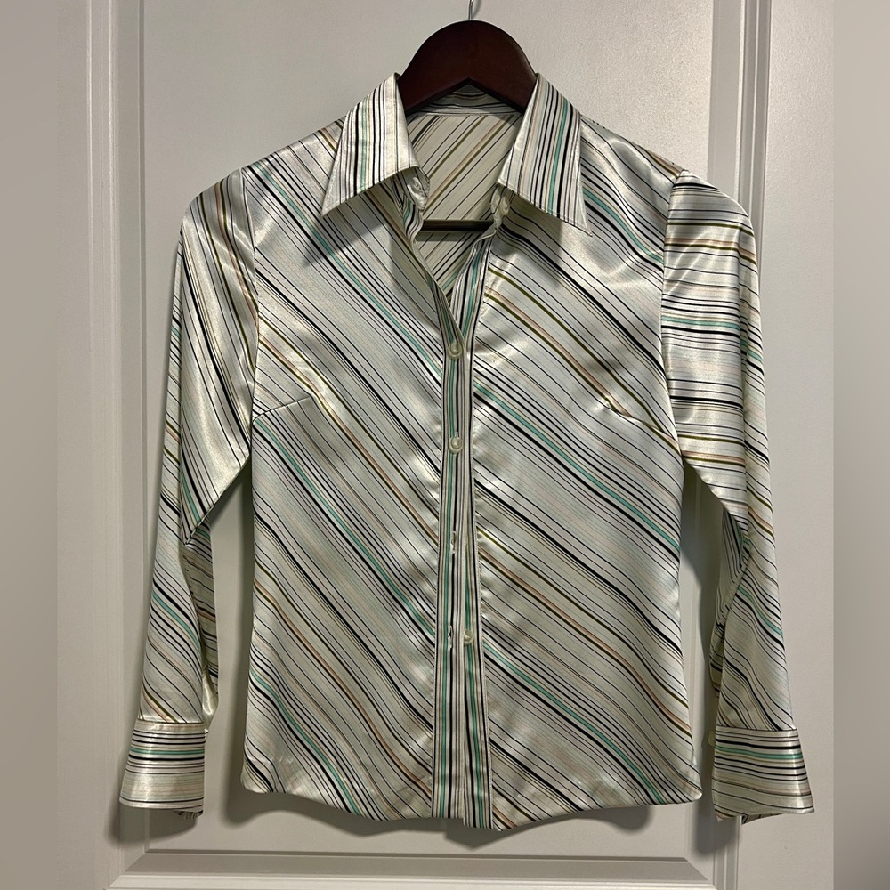 VINTAGE 90S SATIN BUTTON UP BLOUSE